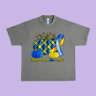 October We Wear Blue And Yellow With Pumpkins Urban Heavy Tee Designed By Artiststas