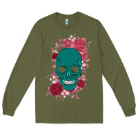 Army Green Skull with flowers Long Sleeve Tee - Bettercallsaul