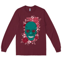 Burgundy Skull with flowers Long Sleeve Tee - Bettercallsaul