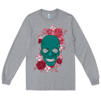 Heather Grey Skull with flowers Long Sleeve Tee - Bettercallsaul
