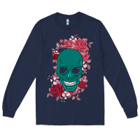 Navy Skull with flowers Long Sleeve Tee - Bettercallsaul