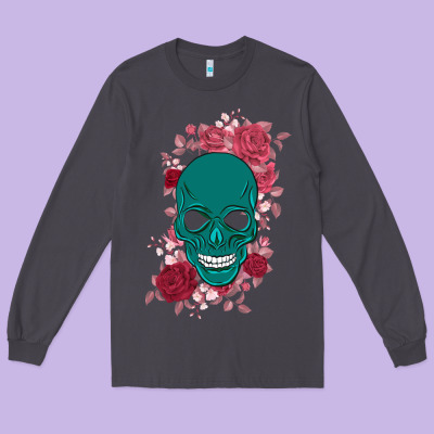 Skull With Flowers Long Sleeve Tee Designed By Bettercallsaul