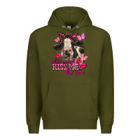 Army Green Valentine's Day shut up and kiss me Holstein Cow Premium Hoodie - FaDigitalArtStudio