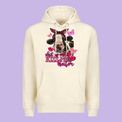 Valentine's Day Shut Up And Kiss Me Holstein Cow Premium Hoodie Designed By Fadigitalartstudio