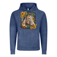 Vintage Denim appaloosa horse with sunflowers and western background Vintage Hoodie - LillyAllenDesigns