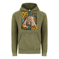 Vintage Olive appaloosa horse with sunflowers and western background Vintage Hoodie - LillyAllenDesigns