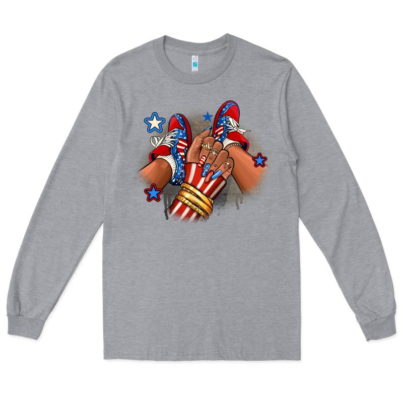 America Afro Girl Sneakers Long Sleeve Tee by RanaPortraitStore | Teevron