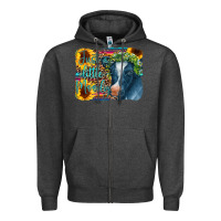 Charcoal Heather Cow Serape Just a Little Moody Zipper Hoodie - CowCowDesign
