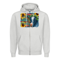 Dove Grey Cow Serape Just a Little Moody Zipper Hoodie - CowCowDesign