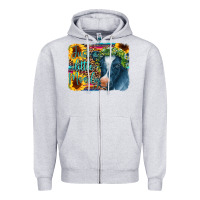Heather Grey Cow Serape Just a Little Moody Zipper Hoodie - CowCowDesign