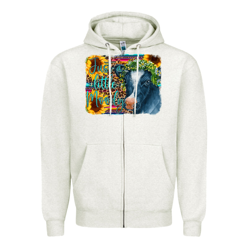 Cow Serape Just A Little Moody Zipper Hoodie by CowCowDesign | Teevron