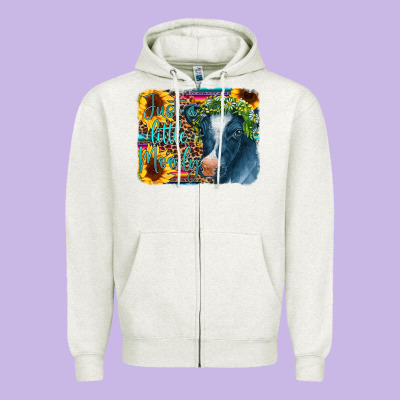 Cow Serape Just A Little Moody Zipper Hoodie Designed By Cowcowdesign