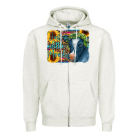 Oatmeal Heather Cow Serape Just a Little Moody Zipper Hoodie - CowCowDesign