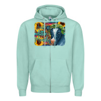 Seafoam Cow Serape Just a Little Moody Zipper Hoodie - CowCowDesign