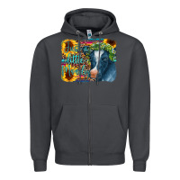 Smoke Cow Serape Just a Little Moody Zipper Hoodie - CowCowDesign