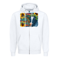 White Cow Serape Just a Little Moody Zipper Hoodie - CowCowDesign