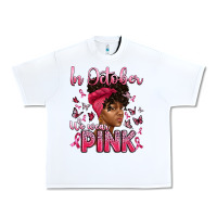 White in october we wear pink with afro woman Urban Heavy Tee - Artiststas