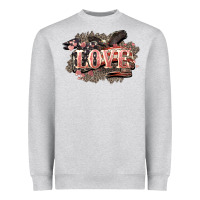 Heather Grey Love America 4th of july Heavyweight Sweatshirt - HowdyJamesFarm