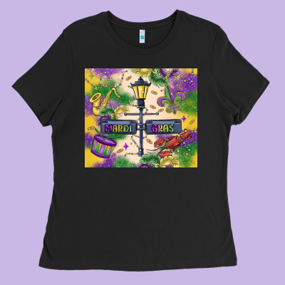 Mardi Gras Street Lights Ladies Tee Designed By Maliassmallbusiness