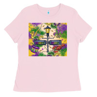 Bubblegum Pink mardi gras street lights Ladies Tee - MaliasSmallBusiness