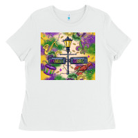 White mardi gras street lights Ladies Tee - MaliasSmallBusiness