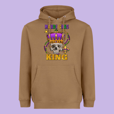 Skull Mardi Gras King Heavyweight Hoodie Designed By Fadigitalartstudio