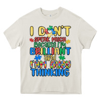 Cream dont speak much because im brilliant Heavy Core Tee - MaliasSmallBusiness