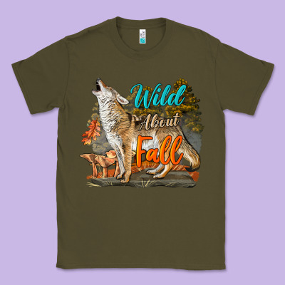 Wild About Fall Coyote Classic Tee Designed By Lillyallendesigns