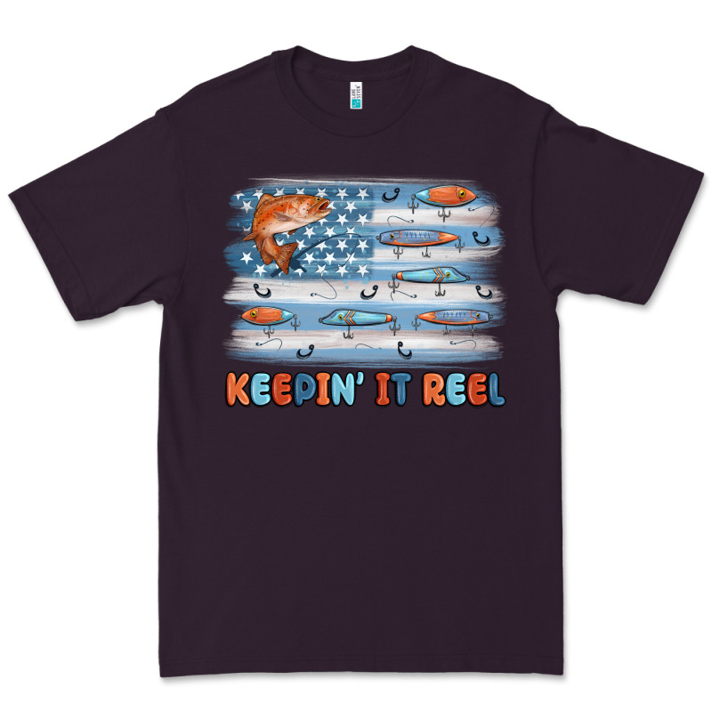 Fishing Lure Flag Keepin' It Reel Premium Tee by MaliasSmallBusiness | Teevron