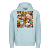 Blue Mist Western Leopard Farm Animals Seamless Pattern Premium Hoodie - FaDigitalArtStudio