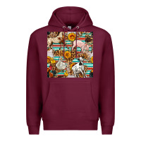 Burgundy Western Leopard Farm Animals Seamless Pattern Premium Hoodie - FaDigitalArtStudio