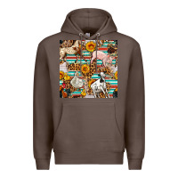 Coffee Western Leopard Farm Animals Seamless Pattern Premium Hoodie - FaDigitalArtStudio