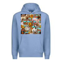 Colony Blue Western Leopard Farm Animals Seamless Pattern Premium Hoodie - FaDigitalArtStudio