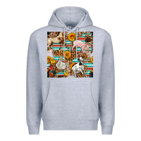 Heather Grey Western Leopard Farm Animals Seamless Pattern Premium Hoodie - FaDigitalArtStudio