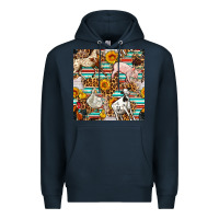 Navy Western Leopard Farm Animals Seamless Pattern Premium Hoodie - FaDigitalArtStudio