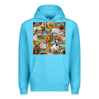 Ocean Blue Western Leopard Farm Animals Seamless Pattern Premium Hoodie - FaDigitalArtStudio