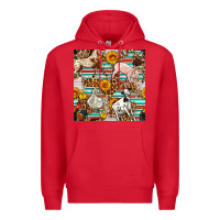Red Western Leopard Farm Animals Seamless Pattern Premium Hoodie - FaDigitalArtStudio