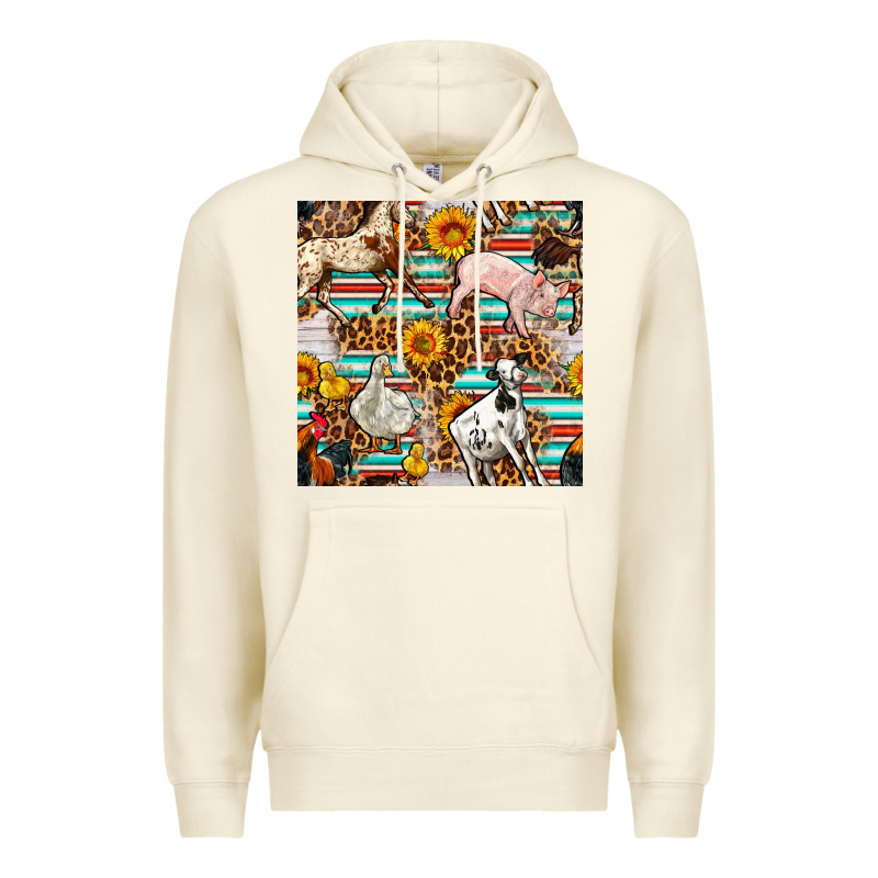 Western Leopard Farm Animals Seamless Pattern Premium Hoodie by FaDigitalArtStudio | Teevron