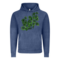 Vintage Denim Botanical Schefflera Illustrations Vintage Hoodie - LillyAllenDesigns