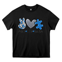 Black peace love autism Heavy Core Tee - MaliasSmallBusiness