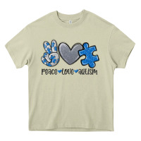 Mossy peace love autism Heavy Core Tee - MaliasSmallBusiness