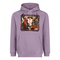 Lavender Western Bull Skull Heavyweight Hoodie - FaDigitalArtStudio