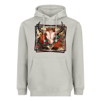Moon Dust Western Bull Skull Heavyweight Hoodie - FaDigitalArtStudio