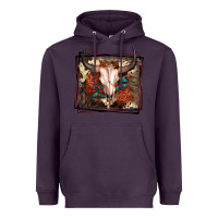 Plum Western Bull Skull Heavyweight Hoodie - FaDigitalArtStudio