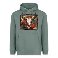 Sage Western Bull Skull Heavyweight Hoodie - FaDigitalArtStudio