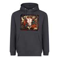 Smoke Western Bull Skull Heavyweight Hoodie - FaDigitalArtStudio