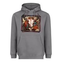 Storm Western Bull Skull Heavyweight Hoodie - FaDigitalArtStudio