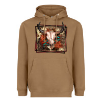 Toasted Coconut Western Bull Skull Heavyweight Hoodie - FaDigitalArtStudio