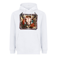 White Western Bull Skull Heavyweight Hoodie - FaDigitalArtStudio