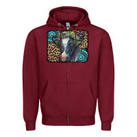 Burgundy Floral Cow Leopard Gemstone Zipper Hoodie - CowCowDesign